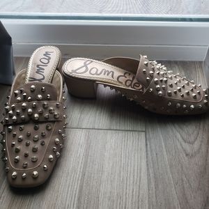 Studded nude mules